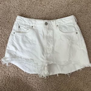ZARA Hi-Rise White Jean Shorts